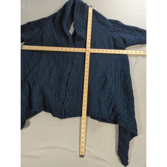 Elsaradi Italy M Blue Alpaca Wool Blend Knit Open Front Cardigan Sweater - Picture 6 of 11